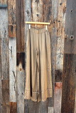 Milio Milano Milio Milano Italian Silky Viscose Elastic Waist Palazzo Pant Camel