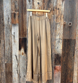 Milio Milano Milio Milano Italian Silky Viscose Elastic Waist Palazzo Pant Camel