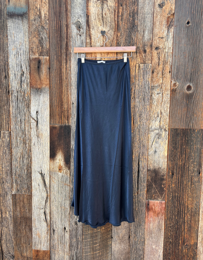 Milio Milano Milio Milano Silky/Viscose/Rayon Slip Skirt Navy Blue