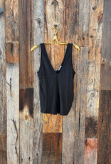 Milio Milano Milio Milano Italian Viscose V-Neck Wide Strap Tank Top Black