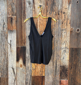 Milio Milano Milio Milano Italian Viscose V-Neck Wide Strap Tank Top Black