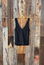 Milio Milano Milio Milano Italian Viscose V-Neck Wide Strap Tank Top Black