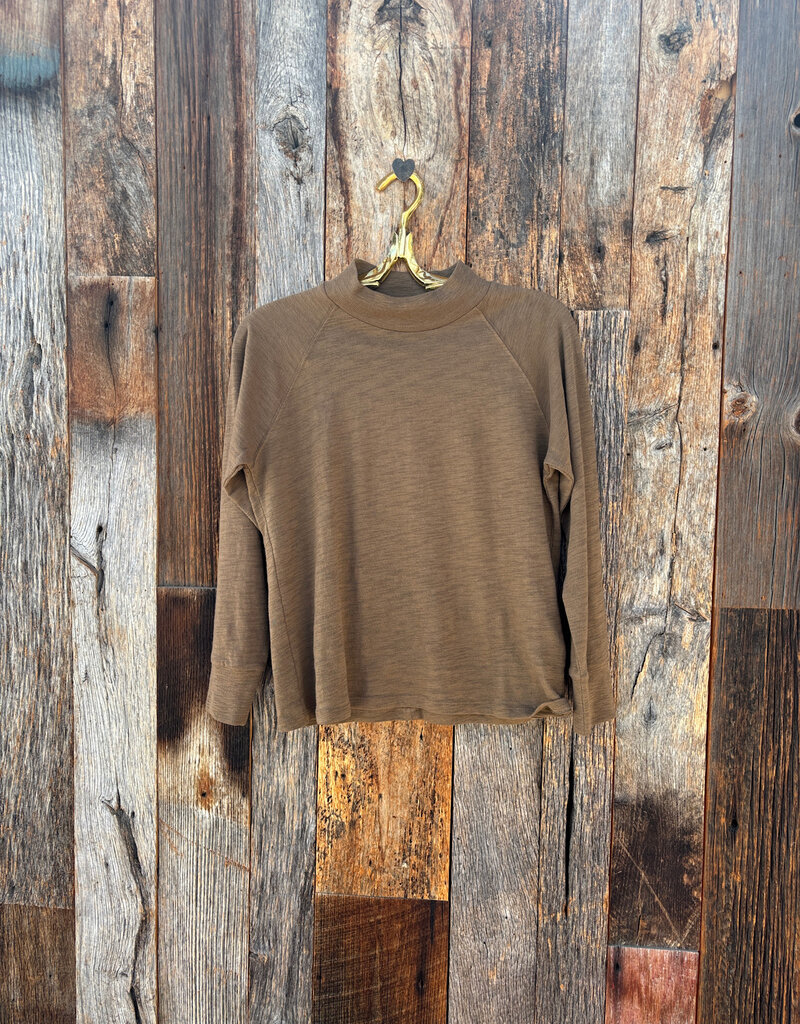 Lilla P Lilla P 3/4 Sleeve Raglan Mock Neck Truffle