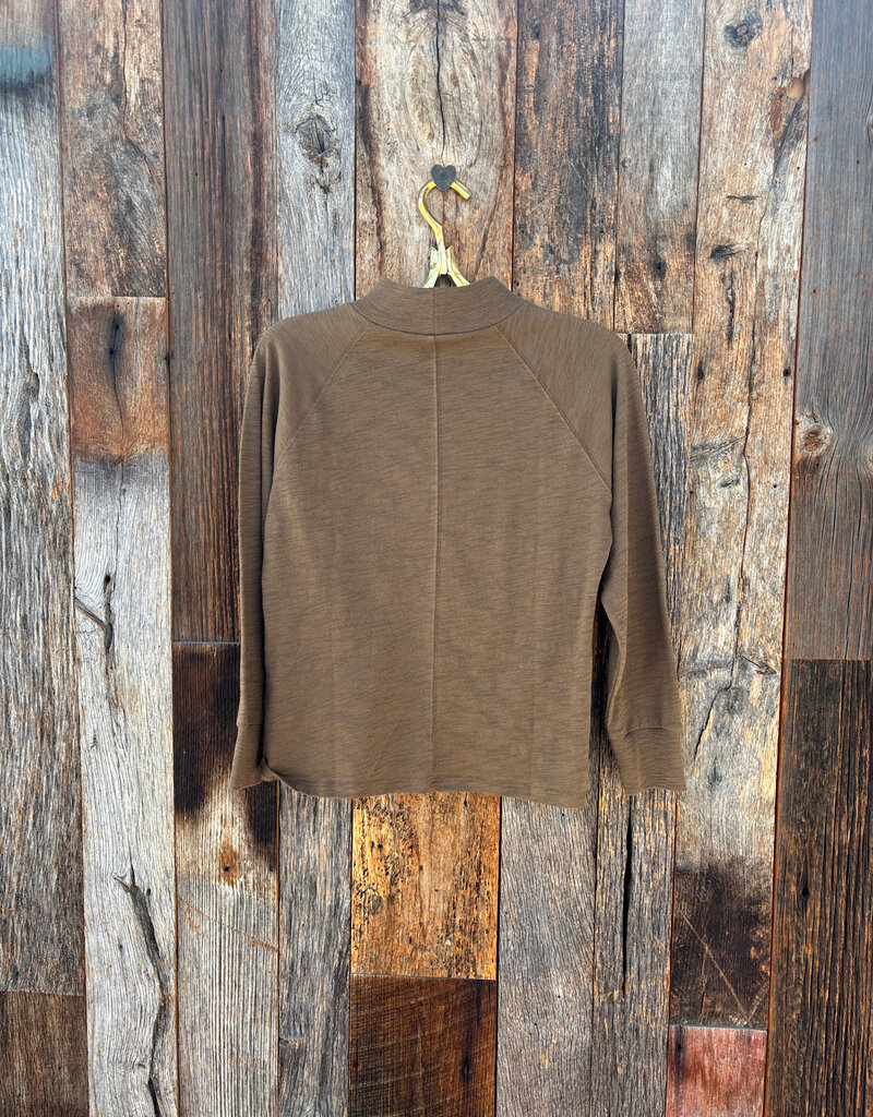 Lilla P Lilla P 3/4 Sleeve Raglan Mock Neck Truffle