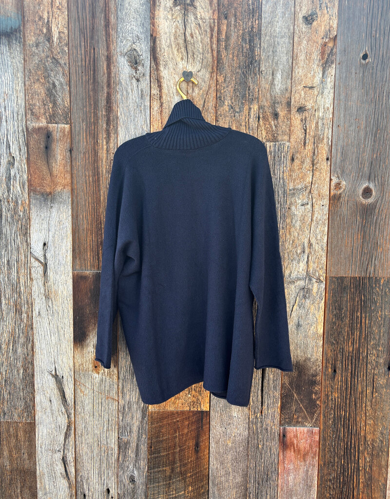 Milio Milano Milio Milano Italian Knit Casual Fit Turtleneck Top Navy