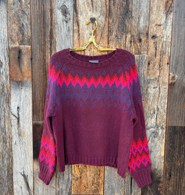 Wooden Ships Wooden Ships Jaxon Fair Isle Raglan Chunky Velvety Plum Multi