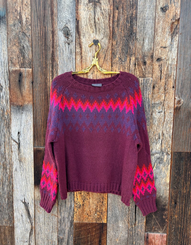 Wooden Ships Wooden Ships Jaxon Fair Isle Raglan Chunky Velvety Plum Multi