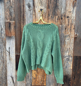 Wooden Ships Wooden Ships Aspen Cropped Chunky Cable Crew Shadle Green