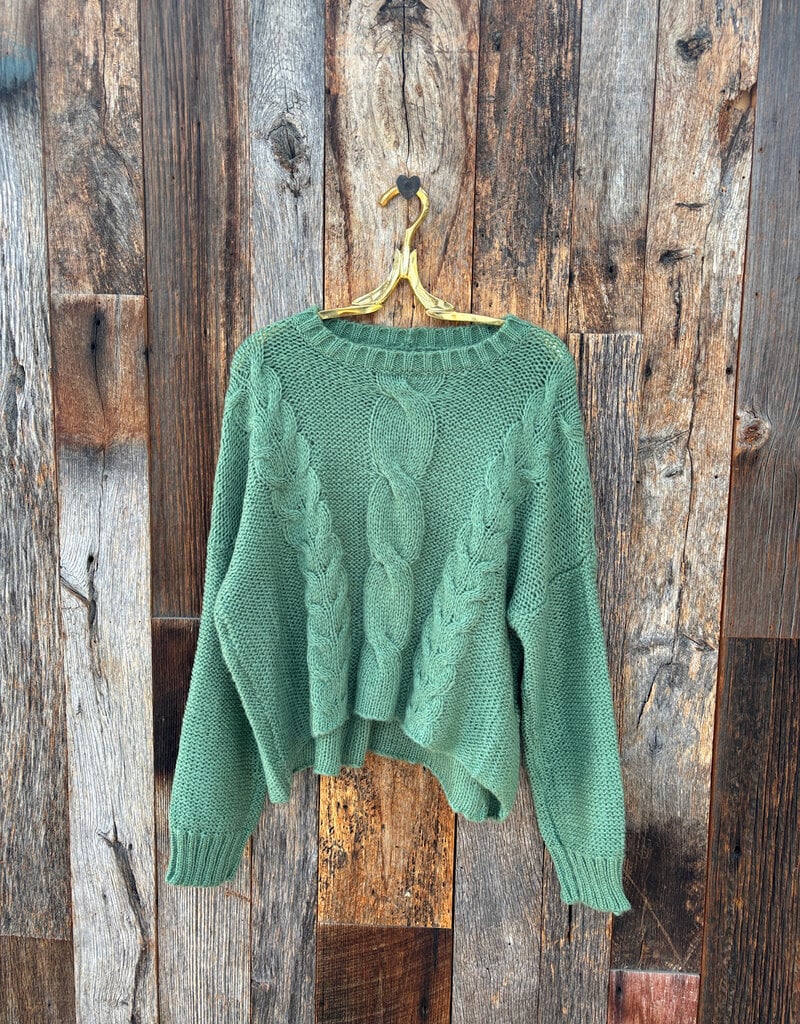 Wooden Ships Wooden Ships Aspen Cropped Chunky Cable Crew Shadle Green
