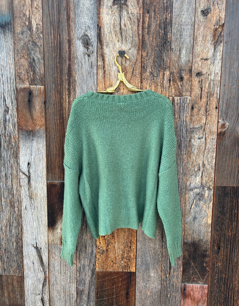 Wooden Ships Wooden Ships Aspen Cropped Chunky Cable Crew Shadle Green