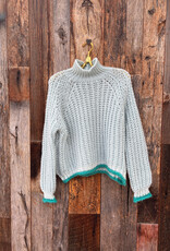 Wooden Ships Wooden Ships Mock T Neck Blue Heaven Teal Tipped