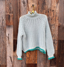 Wooden Ships Wooden Ships Mock T Neck Blue Heaven Teal Tipped