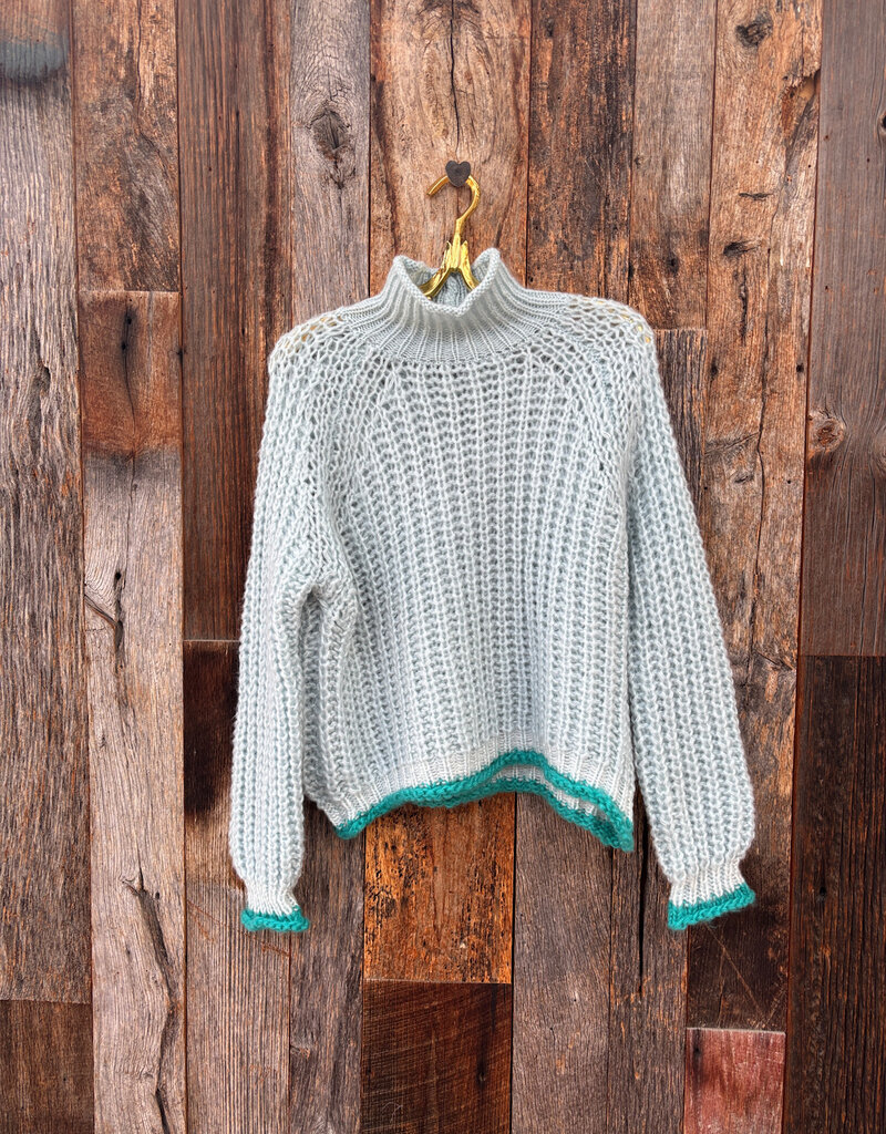 Wooden Ships Wooden Ships Mock T Neck Blue Heaven Teal Tipped