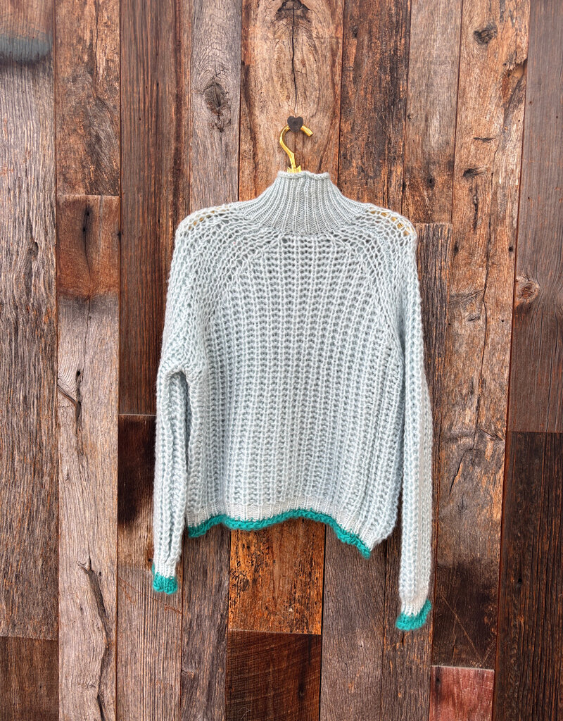 Wooden Ships Wooden Ships Mock T Neck Blue Heaven Teal Tipped