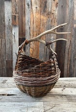 Theresa M. Beck Baskets Theresa M. Beck Baskets Assym. Willow Basket w/ Deer Antler