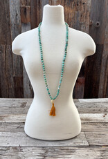 Radiant Malas Peruvian Turq./Bone Carved Flower Mala