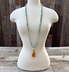 Radiant Malas Peruvian Turq./Bone Carved Flower Mala