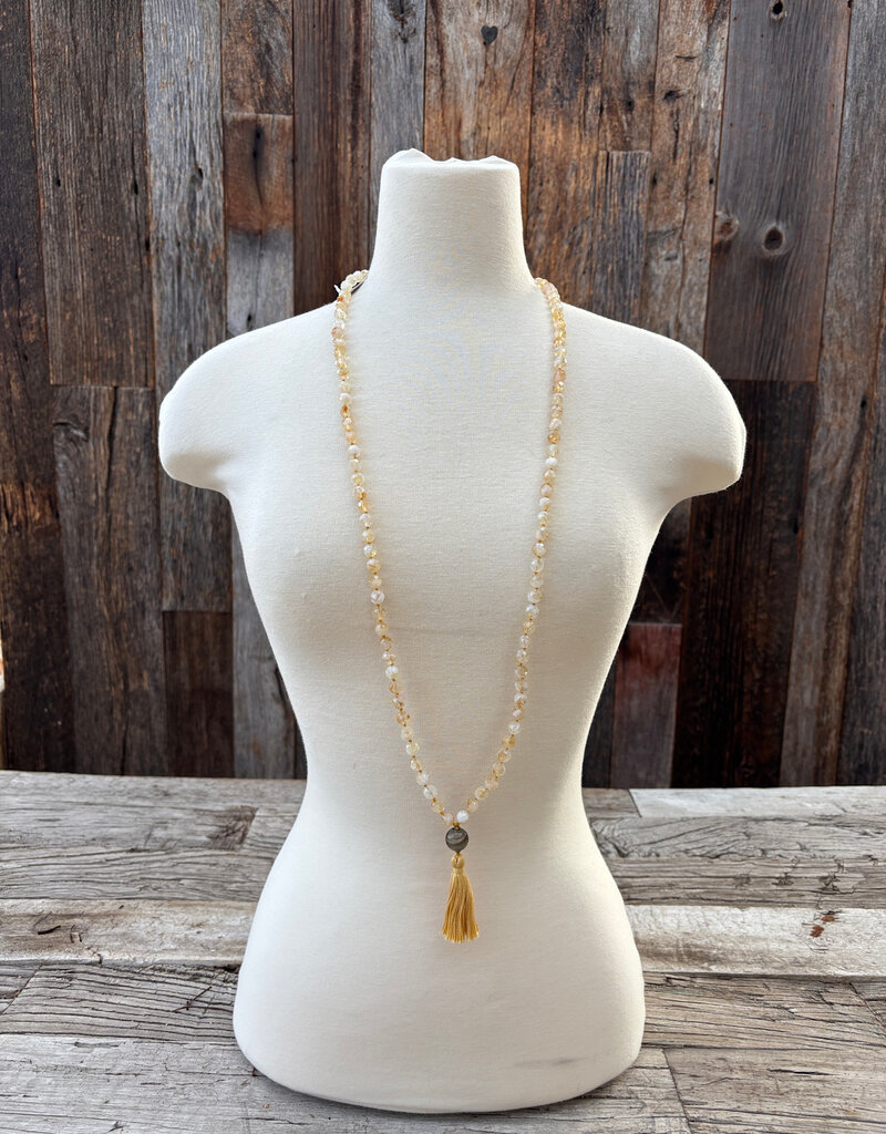 Radiant Malas Citrine Faceted/Lampwork Glass Mala