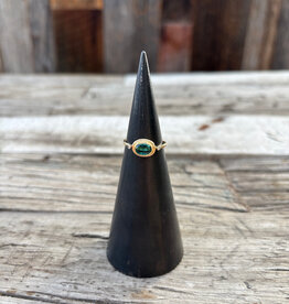 Robin M Designs Robin M Aqua Grn. Tourm. Framed w/ 2 Diam. 14k Sz 7