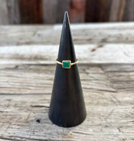 Robin M Designs Robin M Emerald Solitaire Knife Edge Band 18K Sz 7.5