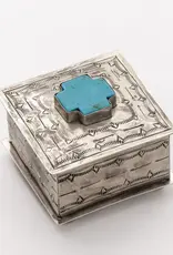 J. Alexander Square Stamped Box w/ Turquoise Cross