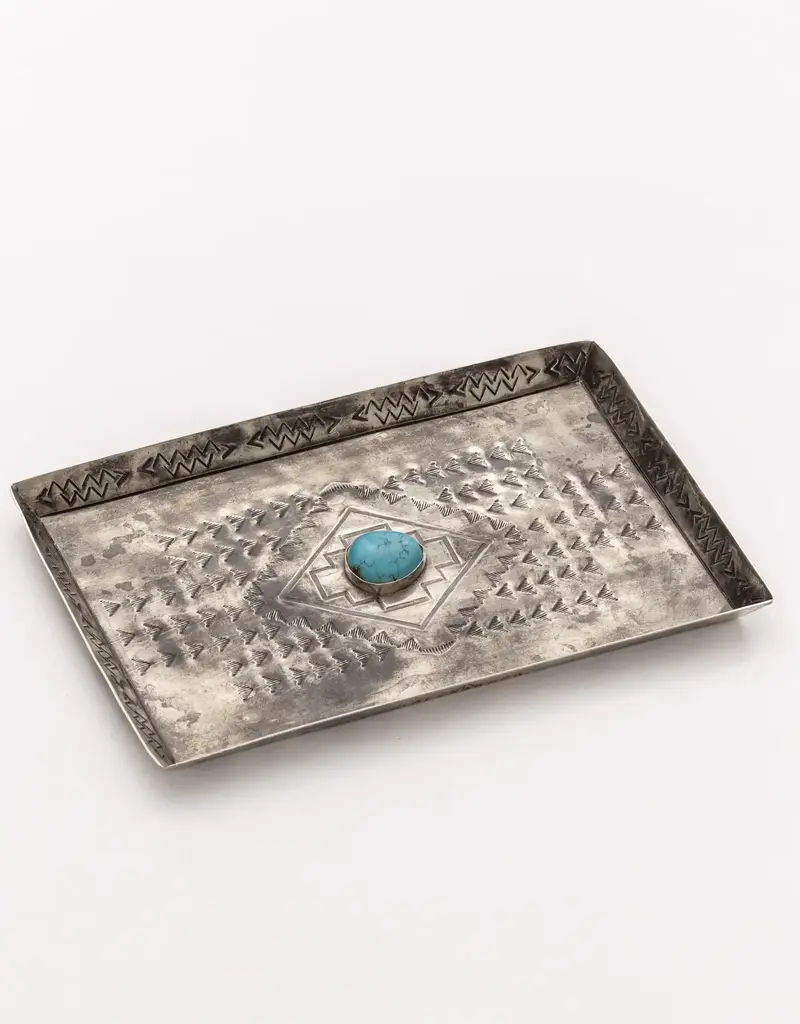 J. Alexander Medium Stamped Tray w/ Turquoise