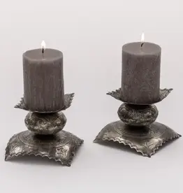 J. Alexander Short Pair Stamped Candle Holders