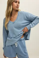 Z Supply Z Supply Delphine Knit Denim Sweatshirt Ocean Air Indigo