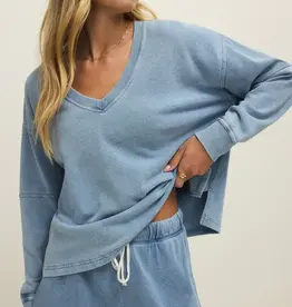 Z Supply Z Supply Delphine Knit Denim Sweatshirt Ocean Air Indigo