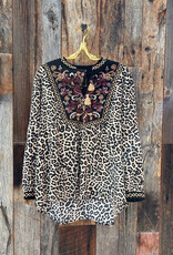 Johnny Was Johnny Was Tassel Yoke Blouse Deire Chestnut Leopard