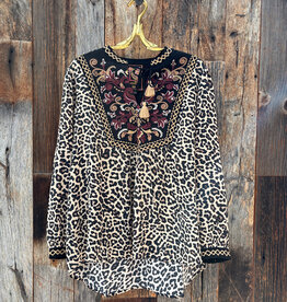 Johnny Was Johnny Was Tassel Yoke Blouse Deire Chestnut Leopard
