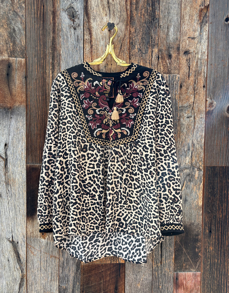 Johnny Was Johnny Was Tassel Yoke Blouse Deire Chestnut Leopard