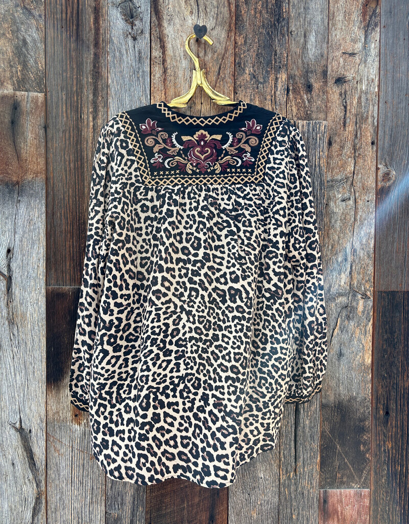 Johnny Was Johnny Was Tassel Yoke Blouse Deire Chestnut Leopard