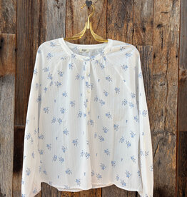 Dylan Dylan Faded Floral Blouse White/Blue