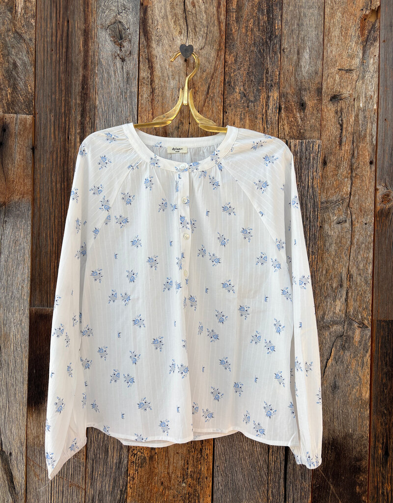 Dylan Dylan Faded Floral Blouse White/Blue