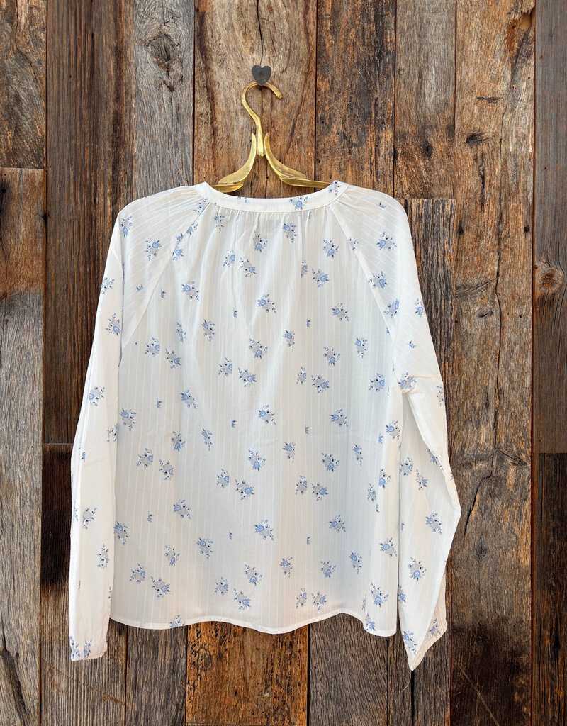 Dylan Dylan Faded Floral Blouse White/Blue