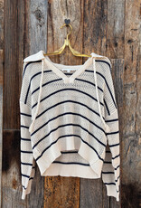 Bella Dahl Bella Dahl Tassel Tie Open Knit Sweater- Ink Stripe