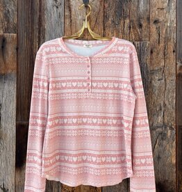 Dylan Dylan Homebody Henley Pink/Soft White