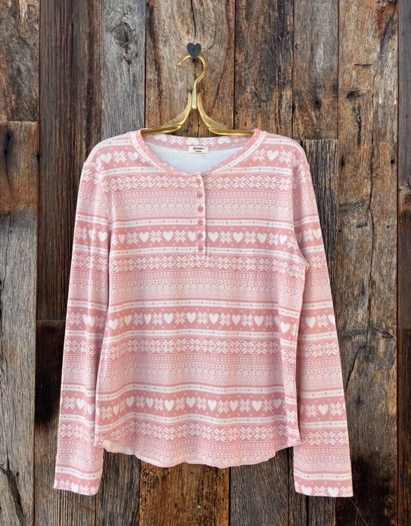 Dylan Dylan Homebody Henley Pink/Soft White