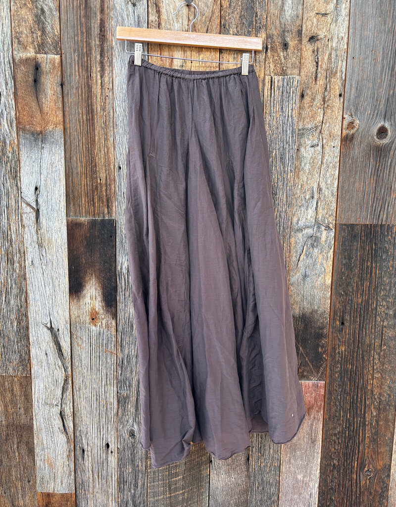Llea Blue Llea Blue Zoey Cotton Silk Godet Skirt Chocolate