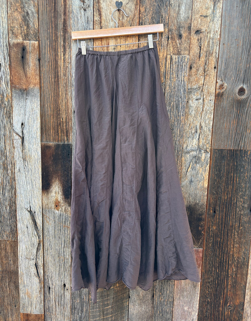Llea Blue Llea Blue Zoey Cotton Silk Godet Skirt Chocolate