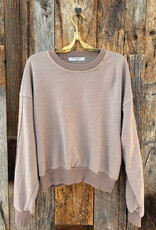 Project Social T Project Social T Heathered Stitch Crew Neck Sweatshirt Deep Taupe