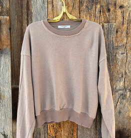 Project Social T Project Social T Heathered Stitch Crew Neck Sweatshirt Deep Taupe
