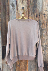 Project Social T Project Social T Heathered Stitch Crew Neck Sweatshirt Deep Taupe