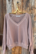 Project Social T Project Social T Cambridge Stitch V-Neck Sweatshirt Deep Taupe