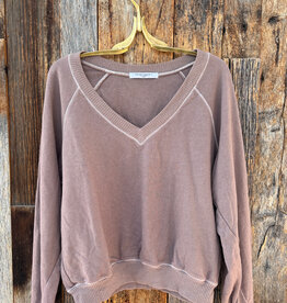 Project Social T Project Social T Cambridge Stitch V-Neck Sweatshirt Deep Taupe
