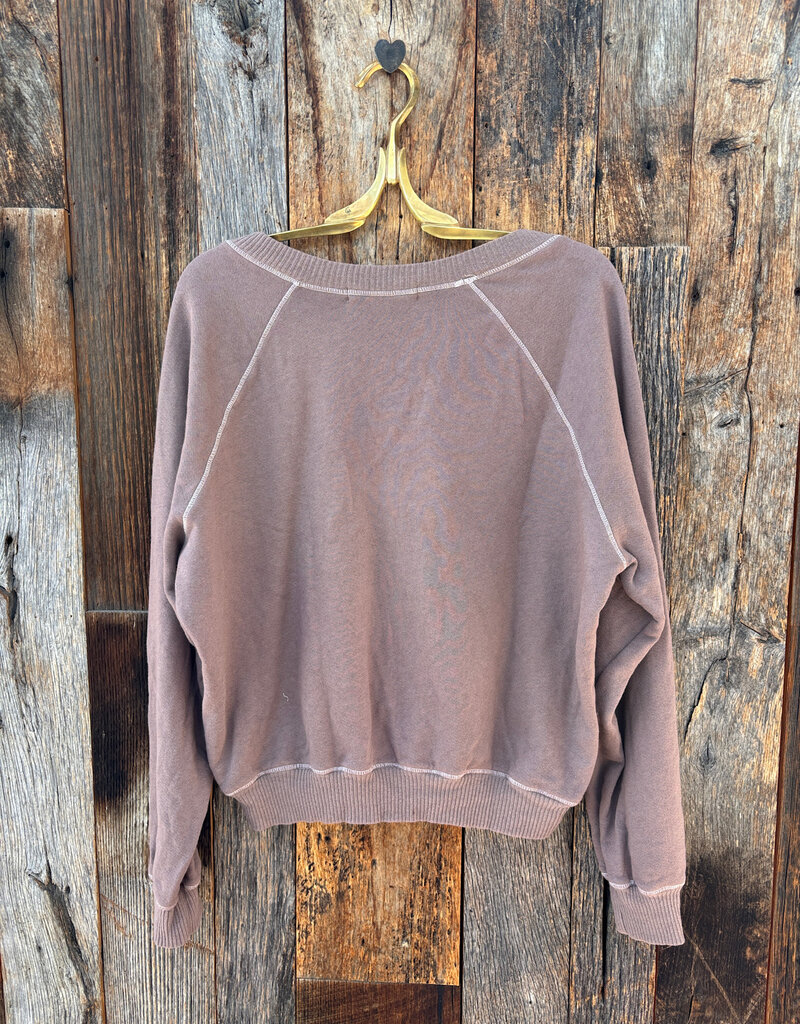 Project Social T Project Social T Cambridge Stitch V-Neck Sweatshirt Deep Taupe