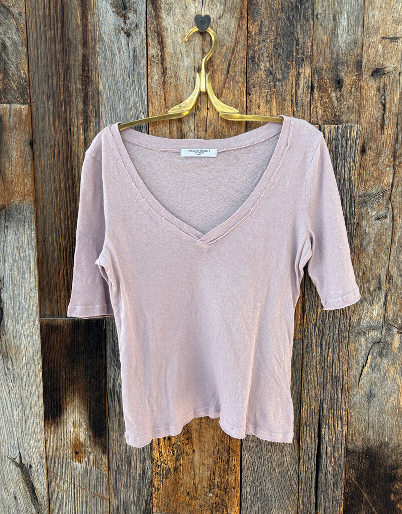 Project Social T Project Social T Jude V-Neck Elbow Sleeve Tee Dusty Lilac