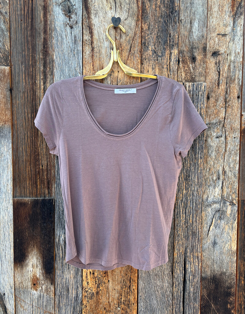 Project Social T Project Social T Flora U-Neck Tee Deep Taupe
