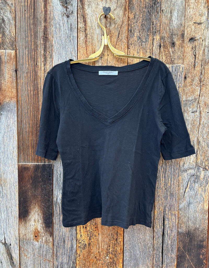 Project Social T Project Social T Jude V-Neck Elbow Sleeve Tee Black